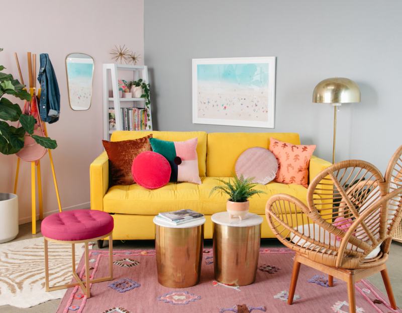 Two Ways to Style a Mustard Couch... / via Oh Joy!